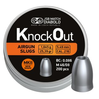JSB knockout mk2 slugs | 5,49mm .216 | 1,645g 25 | 200