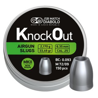 JSB knockout mk2 slugs | 6,35mm .250 | 2,170g 33 | 150