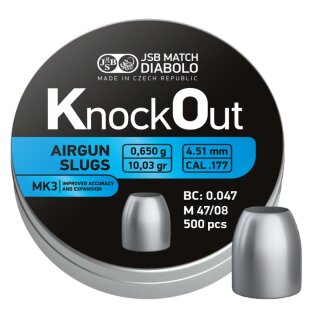 JSB knockout mk3 slugs | 4,51mm .1775 | 0,650g 10 | 500
